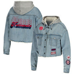 Washington Nationals WEAR by Erin Andrews Women's Hooded Button-Up Denim Jacket
