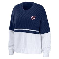Navy/White Washington Nationals WEAR by Erin Andrews Women's Chunky Pullover Sweatshirt