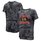 NHL Chicago Blackhawks Majestic Threads Women's Boyfriend Tie-Dye Tri-Blend T-Shirt