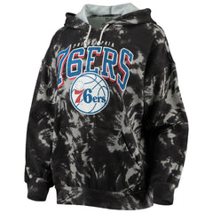 Philadelphia 76ers Majestic Threads Women's Burble Tie-Dye Tri-Blend Pullover Hoodie