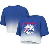 Philadelphia 76ers Majestic Threads Women's Repeat Dip-Dye Cropped T-Shirt