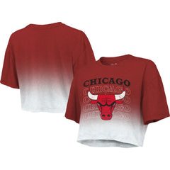 Chicago Bulls Majestic Threads Women's Repeat Dip-Dye Cropped T-Shirt sale