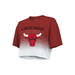 Chicago Bulls Majestic Threads Women's Repeat Dip-Dye Cropped T-Shirt sale