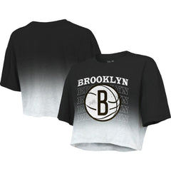 Brooklyn Nets Majestic Threads Women's Repeat Dip-Dye Cropped T-Shirt