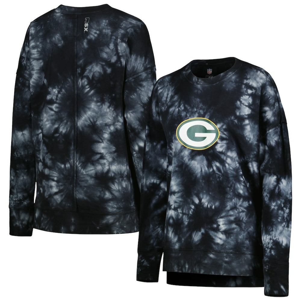 MSX by Michael Strahan Women's Bailey Tie-Dye Tri-Blend Pullover Sweatshirt - Green Bay Packers Pullover