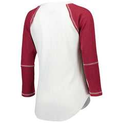 Touch Women's Rebel Raglan Tri-Blend 3/4-Sleeve Lace-Up V-Neck T-Shirt - Washington Commanders T-shirts