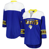 G-III 4Her by Carl Banks Women's Double Team 3/4-Sleeve Lace-Up T-Shirt - Los Angeles Rams T-shirts