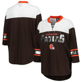 G-III 4Her by Carl Banks Women's Double Team 3/4-Sleeve Lace-Up T-Shirt - Cleveland Browns T-shirts