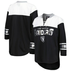 G-III 4Her by Carl Banks Women's Double Team 3/4-Sleeve Lace-Up T-Shirt - Las Vegas Raiders T-shirts