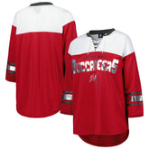 G-III 4Her by Carl Banks Women's Double Team 3/4-Sleeve Lace-Up T-Shirt - Tampa Bay Buccaneers T-shirts