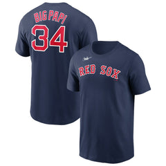 Navy David Ortiz Boston Red Sox Nike Name & Number Wordmark T-Shirt