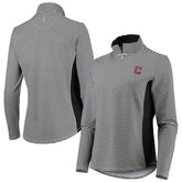 Black Cleveland Guardians Tommy Bahama Women's Aubrey Stripe Block IslandZone Half-Zip Jacket