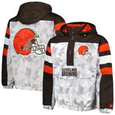 Starter Thursday Night Gridiron Raglan Half-Zip Hooded Jacket - Cleveland Browns Jackets