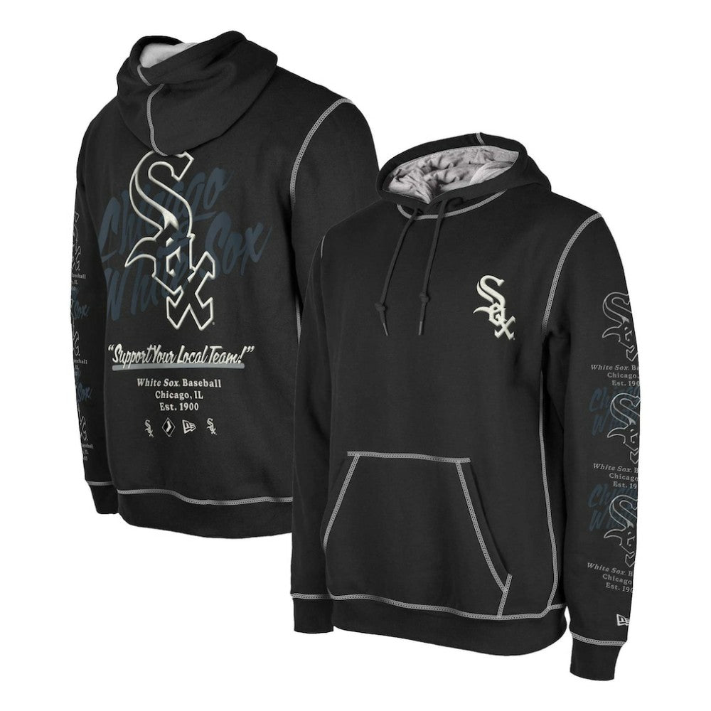 Black Chicago White Sox New Era Team Split Pullover Hoodie