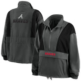 Charcoal Atlanta Braves WEAR by Erin Andrews Women's Packable Half-Zip Jacket