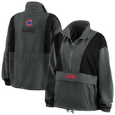 Charcoal Chicago Cubs WEAR by Erin Andrews Women's Packable Half-Zip Jacket