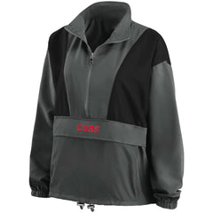 Charcoal Chicago Cubs WEAR by Erin Andrews Women's Packable Half-Zip Jacket