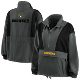 Charcoal Milwaukee Brewers WEAR by Erin Andrews Women's Packable Half-Zip Jacket