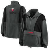 Charcoal Minnesota Twins WEAR by Erin Andrews Women's Packable Half-Zip Jacket