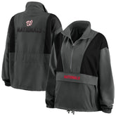 Charcoal Washington Nationals WEAR by Erin Andrews Women's Packable Half-Zip Jacket