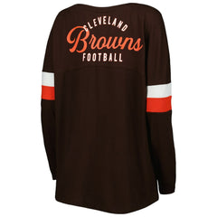 Women's Athletic Varsity Lace-Up Lightweight Long Sleeve T-Shirt - Cleveland Browns T-shirts