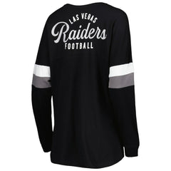 Women's Athletic Varsity Lace-Up Lightweight Long Sleeve T-Shirt - Las Vegas Raiders T-shirts