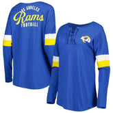 Women's Athletic Varsity Lace-Up Lightweight Long Sleeve T-Shirt - Los Angeles Rams T-shirts