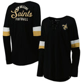Women's Athletic Varsity Lace-Up Lightweight Long Sleeve T-Shirt - New Orleans Saints T-shirts