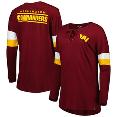 Women's Athletic Varsity Lace-Up Lightweight Long Sleeve T-Shirt - Washington Commanders T-shirts