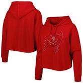 Cuce Women's Crystal Logo Cropped Pullover Hoodie - Tampa Bay Buccaneers Hoodies