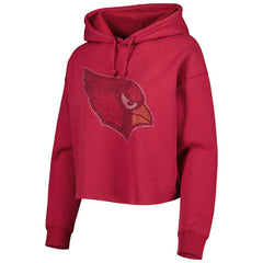 Cuce Women's Crystal Logo Cropped Pullover Hoodie - Arizona Cardinals Hoodies