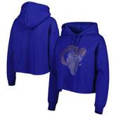 Cuce Women's Crystal Logo Cropped Pullover Hoodie - Los Angeles Rams Hoodies