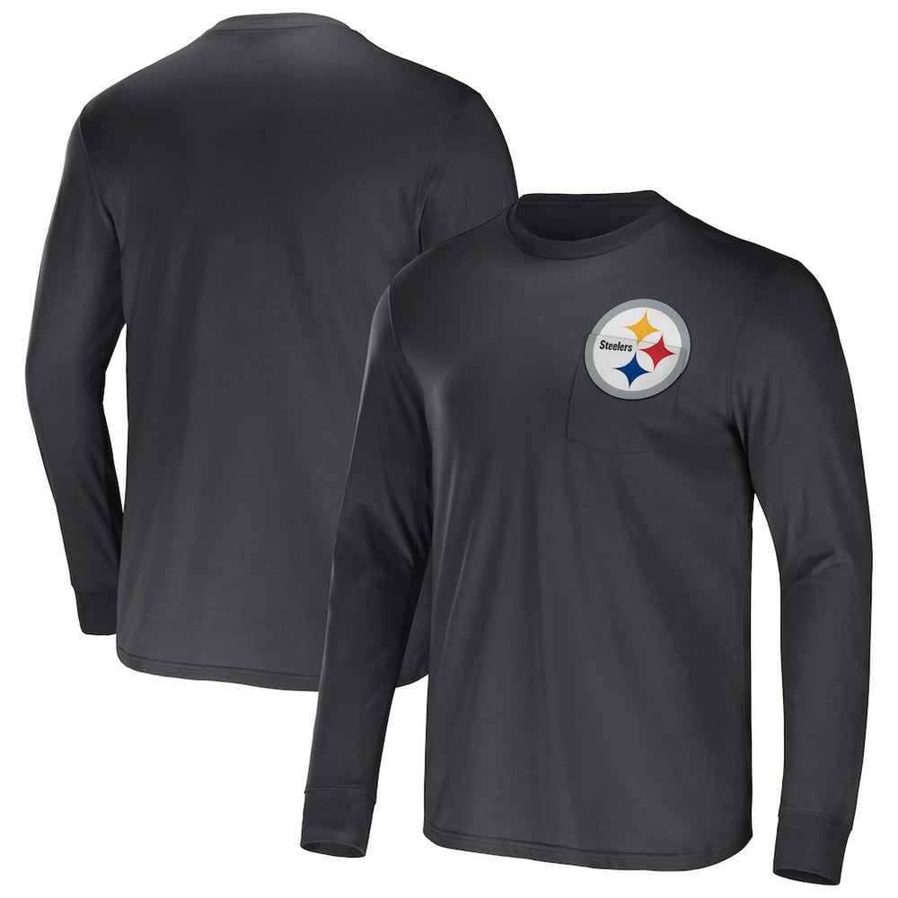 NFL x Darius Rucker Collection Team Long Sleeve Pocket T-Shirt - Pittsburgh Steelers T-shirts