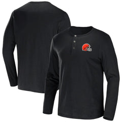 NFL x Darius Rucker Collection Slub Jersey Henley Long Sleeve T-Shirt - Cleveland Browns T-shirts