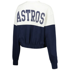 White/Navy Houston Astros '47 Women's Take Two Bonita Pullover Sweatshirt
