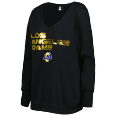 Cuce Women's Sequin Logo V-Neck Pullover Sweatshirt - Los Angeles Rams Pullover