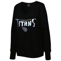 Cuce Women's Sequin Logo V-Neck Pullover Sweatshirt - Tennessee Titans Pullover