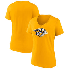 NHL Nashville Predators Fanatics Women's Primary Logo Team V-Neck T-Shirt