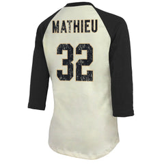 Tyrann Mathieu Majestic Threads Women's Player Name & Number Tri-Blend Three-Quarter Sleeve T-Shirt - New Orleans Saints T-shirts