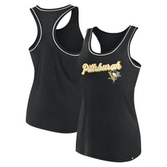 NHL Pittsburgh Penguins Fanatics Women's Wordmark Logo Racerback Scoop Neck Tank Top