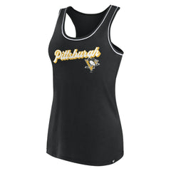 NHL Pittsburgh Penguins Fanatics Women's Wordmark Logo Racerback Scoop Neck Tank Top