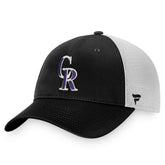 Black/White Colorado Rockies Fanatics Cooperstown Collection Core Trucker Snapback Hat