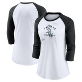 White/Black Chicago White Sox Nike Women's Next Up Tri-Blend Raglan 3/4-Sleeve T-Shirt