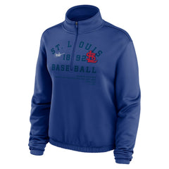 Royal St. Louis Cardinals Nike Women's Rewind Splice Half-Zip Semi-Cropped Bubble Hem Sweatshirt