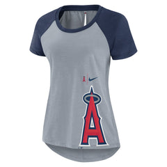 Heather Gray Los Angeles Angels Nike Women's Summer Breeze Raglan Fashion T-Shirt