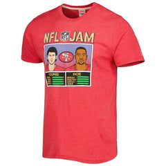 Jerry Rice & Steve Young Homage Unisex NFL Jam Retired Tri-Blend T-Shirt - San Francisco 49ers T-shirts