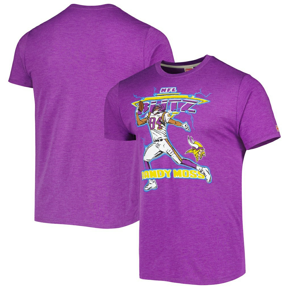 Randy Moss Homage Unisex NFL Blitz Retired Player Tri-Blend T-Shirt - Minnesota Vikings T-shirts