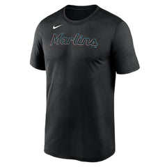 Black Miami Marlins Nike New Legend Wordmark Dri-FIT T-Shirt