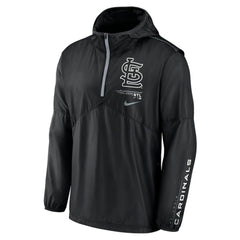 Black St. Louis Cardinals Nike Authentic Night Game Performance Half-Zip Windbreaker