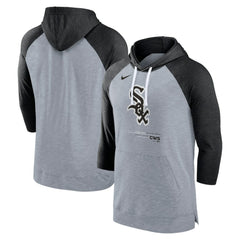 Heather Gray/Heather Black Chicago White Sox Nike Baseball Raglan 3/4-Sleeve Pullover Hoodie